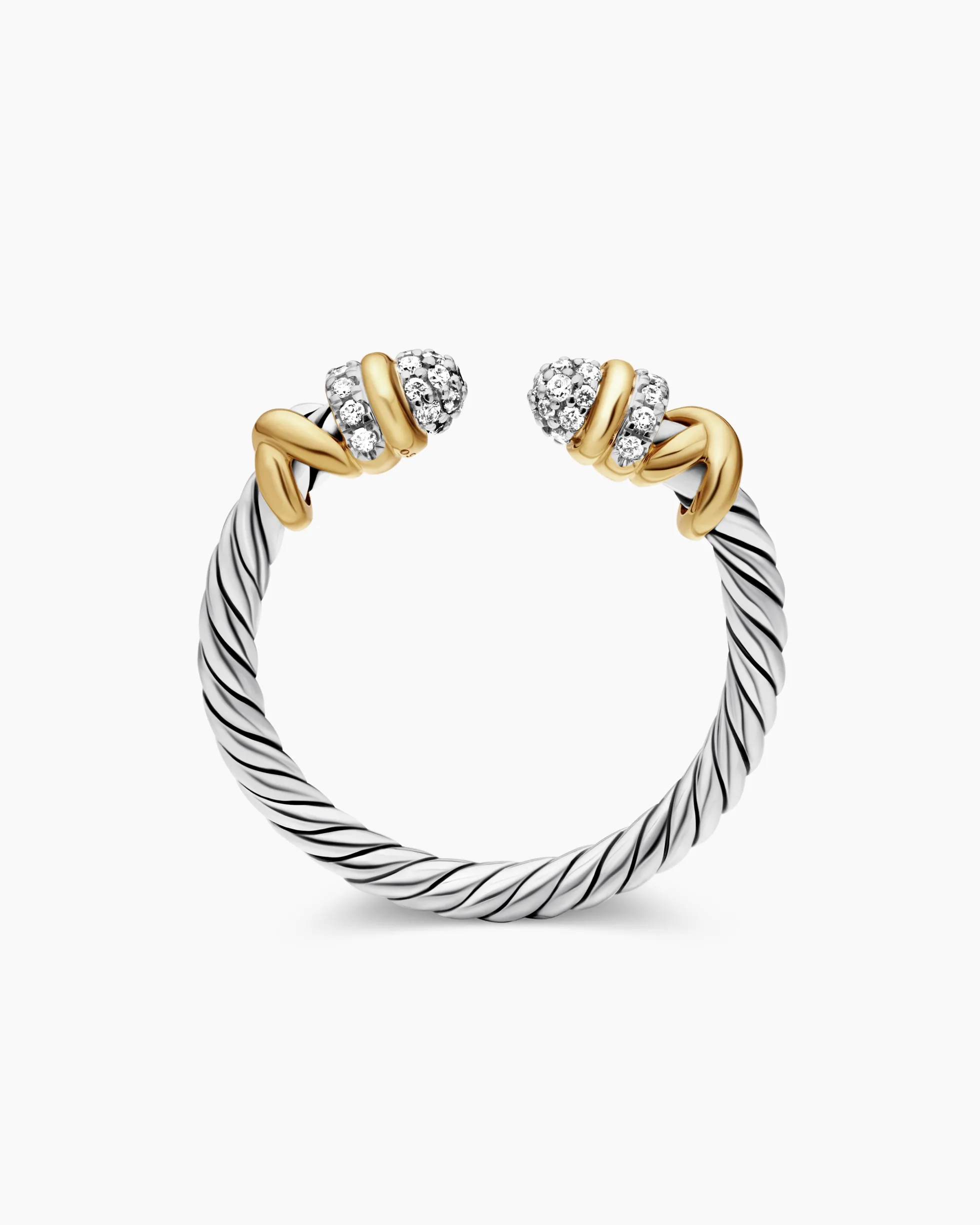 Petite Helena Open Ring Sterling Silver with 18K Yellow Gold and Diamonds, 2.5mm