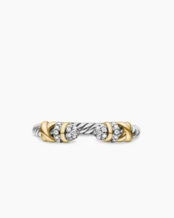 Petite Helena Open Ring Sterling Silver with 18K Yellow Gold and Diamonds, 2.5mm