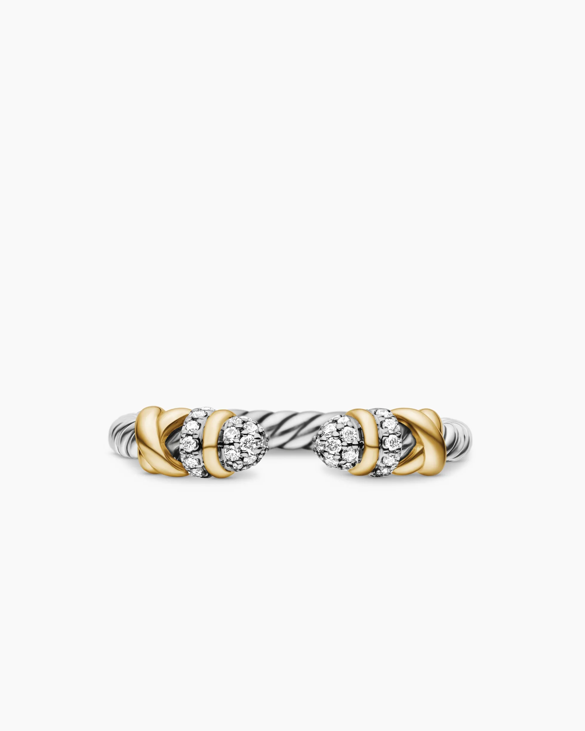 Petite Helena Open Ring Sterling Silver with 18K Yellow Gold and Diamonds, 2.5mm