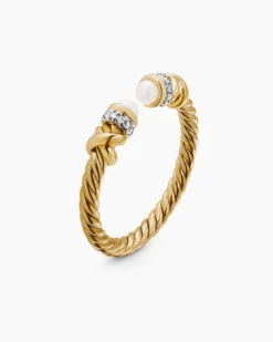 Petite Helena Ring 18K Yellow Gold with Pearls and Diamonds, 2.5mm