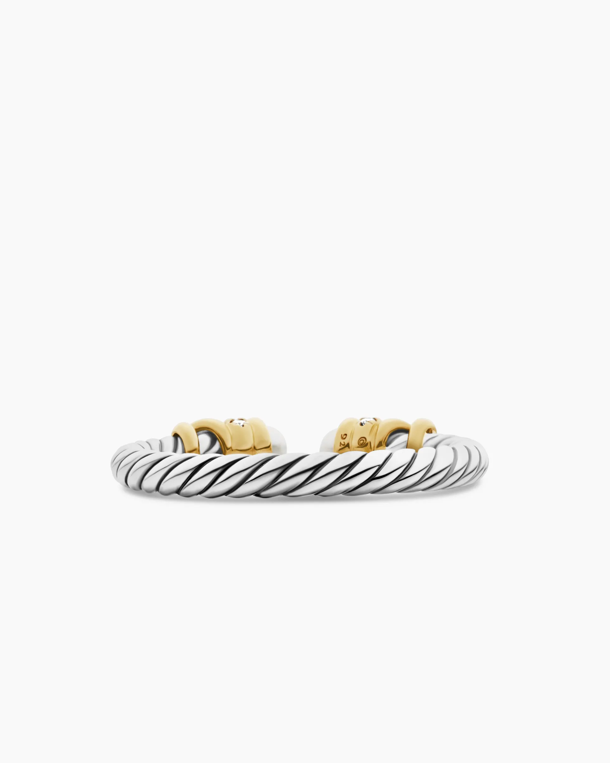 Petite Helena Ring Sterling Silver with 18K Yellow Gold, Pearls and Diamonds, 2.5mm