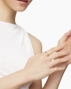 Petite Helena Wrap Band Ring 18K Yellow Gold with Diamonds, 4mm
