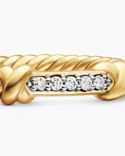 Petite Helena Wrap Band Ring 18K Yellow Gold with Diamonds, 4mm