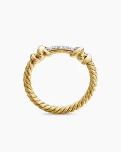 Petite Helena Wrap Band Ring 18K Yellow Gold with Diamonds, 4mm
