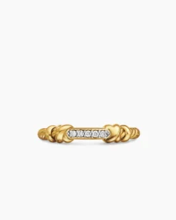 Petite Helena Wrap Band Ring 18K Yellow Gold with Diamonds, 4mm