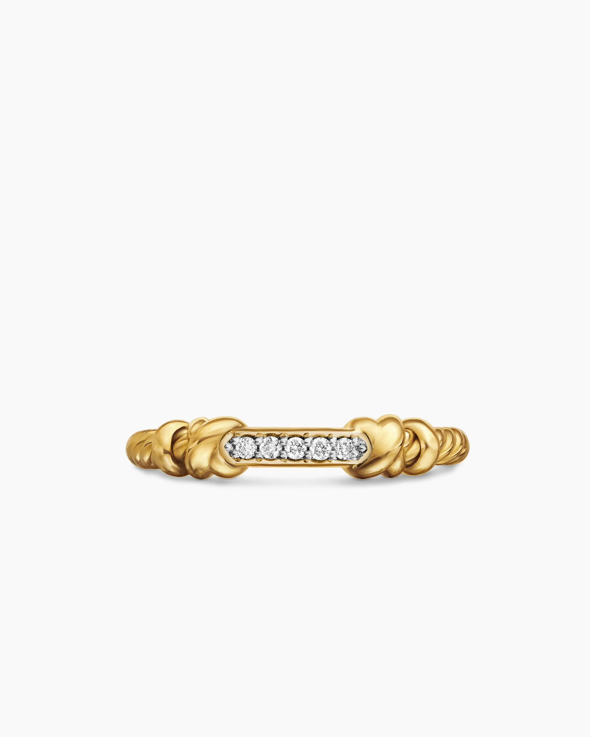 Petite Helena Wrap Band Ring 18K Yellow Gold with Diamonds, 4mm
