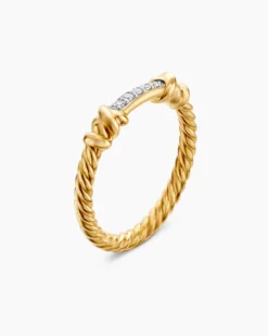 Petite Helena Wrap Band Ring 18K Yellow Gold with Diamonds, 4mm