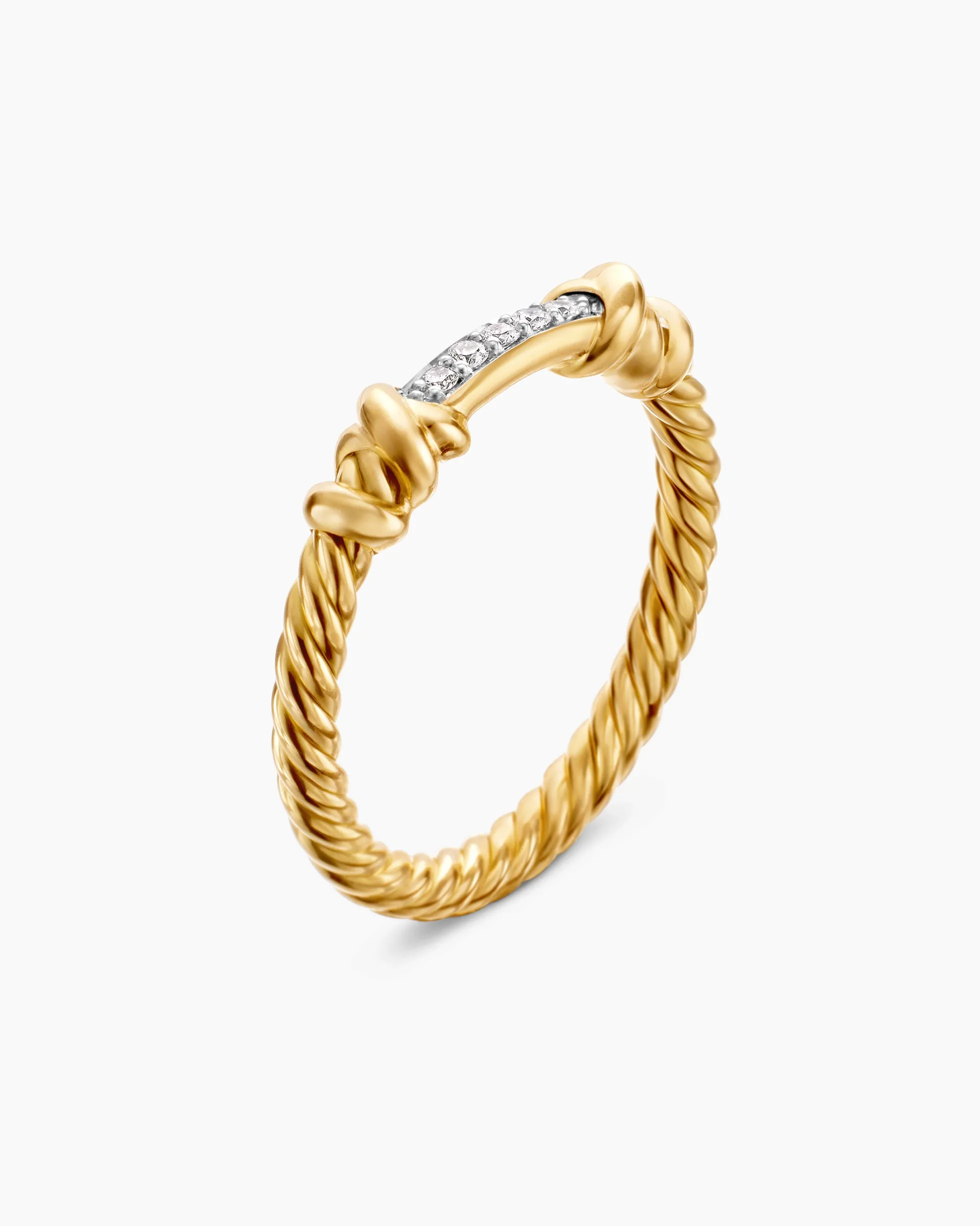 Petite Helena Wrap Band Ring 18K Yellow Gold with Diamonds, 4mm