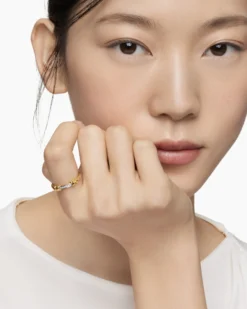 Petite Helena Wrap Band Ring 18K Yellow Gold with Diamonds, 4mm