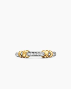 Petite Helena Wrap Band Ring Sterling Silver with 18K Yellow Gold and Diamonds, 4mm