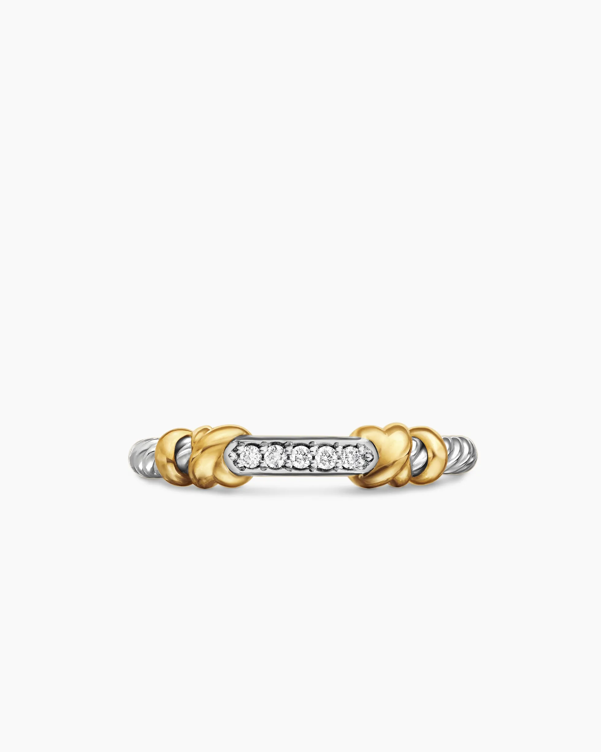 Petite Helena Wrap Band Ring Sterling Silver with 18K Yellow Gold and Diamonds, 4mm