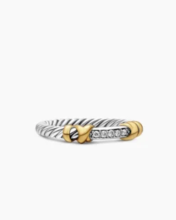 Petite Helena Wrap Band Ring Sterling Silver with 18K Yellow Gold and Diamonds, 4mm