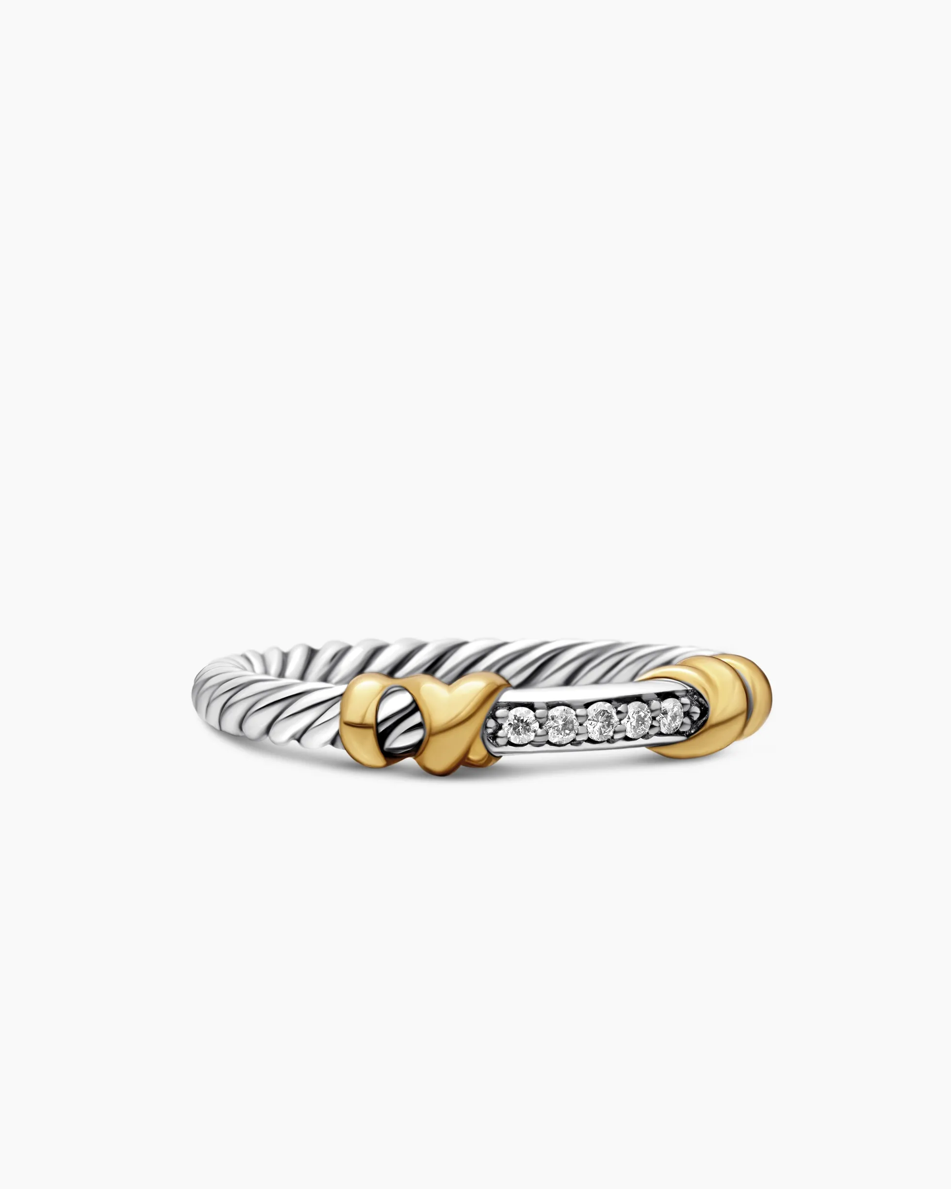 Petite Helena Wrap Band Ring Sterling Silver with 18K Yellow Gold and Diamonds, 4mm