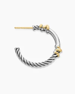 Petite Helena Wrap Hoop Earrings Sterling Silver with 18K Yellow Gold and Diamonds, 1in