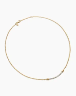 Petite Helena Wrap Station Necklace 18K Yellow Gold with Diamonds, 29mm