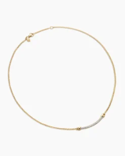 Petite Helena Wrap Station Necklace 18K Yellow Gold with Diamonds, 29mm