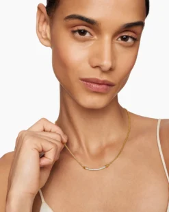 Petite Helena Wrap Station Necklace 18K Yellow Gold with Diamonds, 29mm