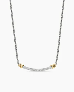 Petite Helena Wrap Station Necklace Sterling Silver with 18K Yellow Gold and Diamonds, 29mm