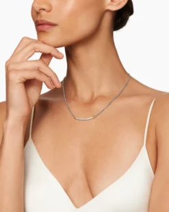 Petite Helena Wrap Station Necklace Sterling Silver with 18K Yellow Gold and Diamonds, 29mm