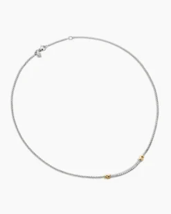 Petite Helena Wrap Station Necklace Sterling Silver with 18K Yellow Gold and Diamonds, 29mm
