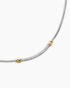 Petite Helena Wrap Station Necklace Sterling Silver with 18K Yellow Gold and Diamonds, 29mm