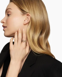 Petite Helena Wrap Three Row Ring Sterling Silver with 18K Yellow Gold and Diamonds, 12mm
