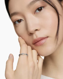 Petite Infinity Band Ring Sterling Silver with Diamonds, 4mm