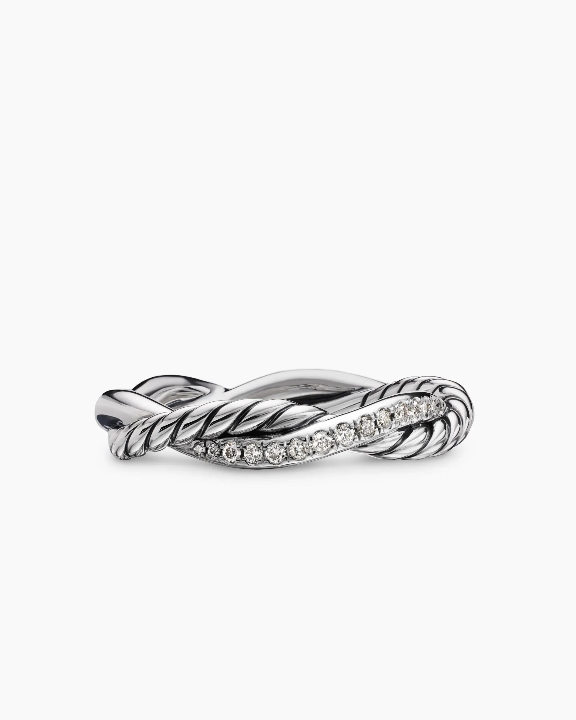 Petite Infinity Band Ring Sterling Silver with Diamonds, 4mm