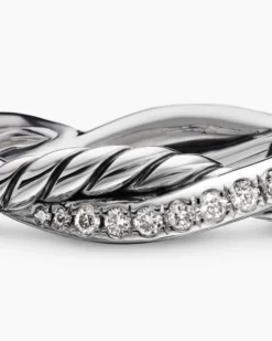 Petite Infinity Band Ring Sterling Silver with Diamonds, 4mm