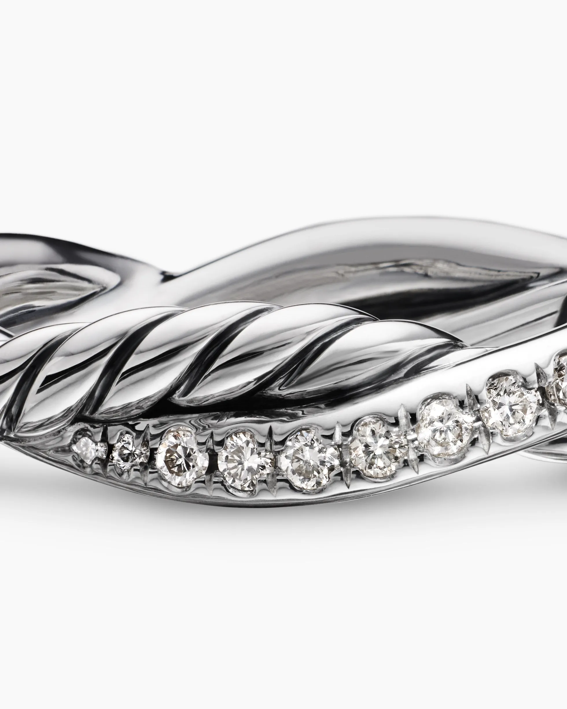Petite Infinity Band Ring Sterling Silver with Diamonds, 4mm