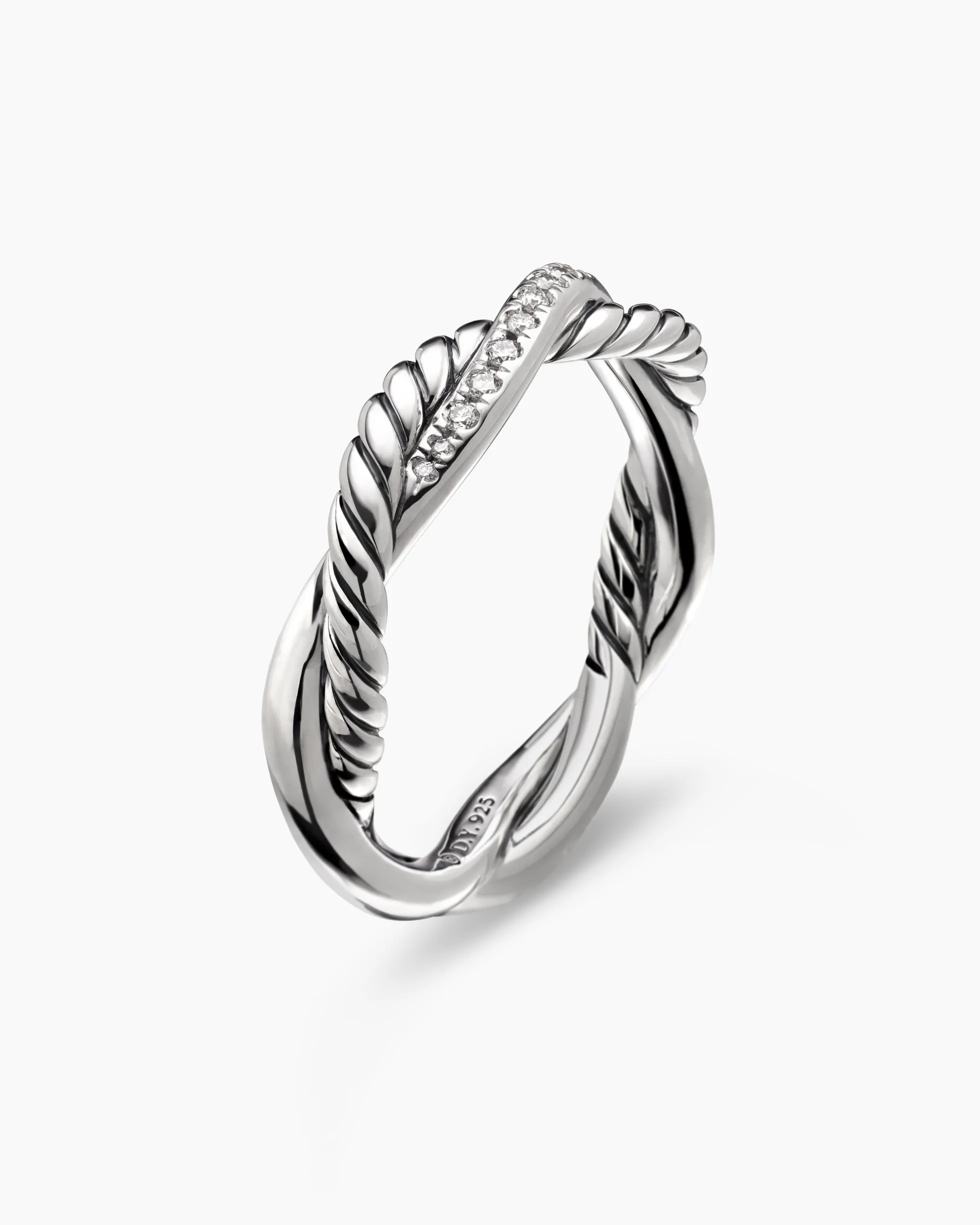 Petite Infinity Band Ring Sterling Silver with Diamonds, 4mm