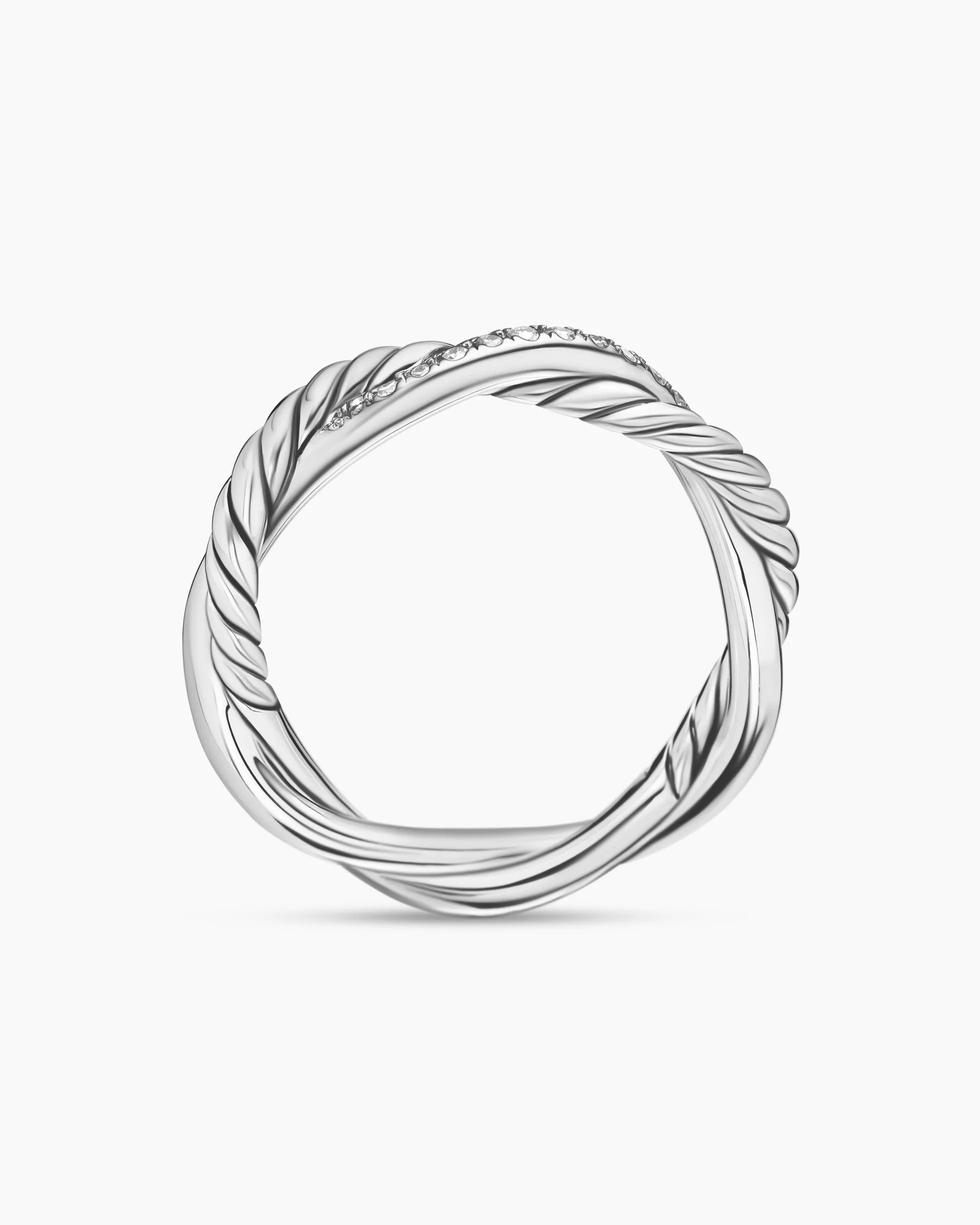 Petite Infinity Band Ring Sterling Silver with Diamonds, 4mm