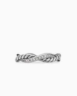 Petite Infinity Band Ring Sterling Silver with Diamonds, 4mm