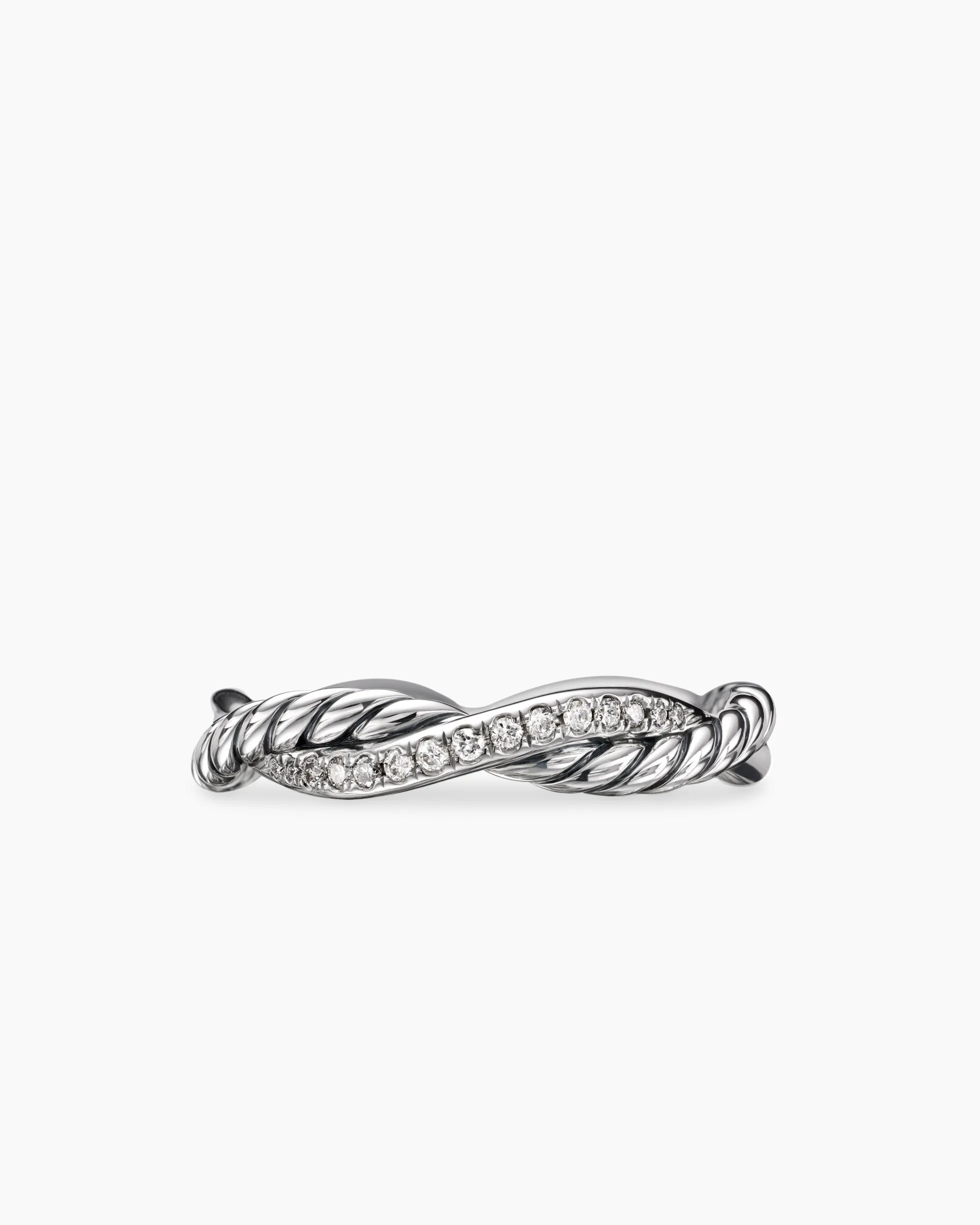 Petite Infinity Band Ring Sterling Silver with Diamonds, 4mm