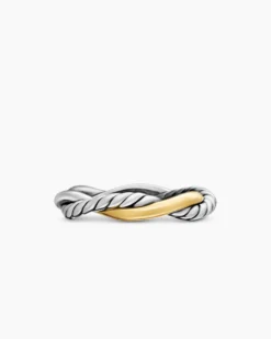 Petite Infinity Band Ring Sterling Silver with 14K Yellow Gold, 4mm
