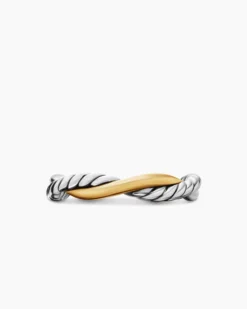 Petite Infinity Band Ring Sterling Silver with 14K Yellow Gold, 4mm