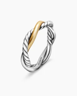 Petite Infinity Band Ring Sterling Silver with 14K Yellow Gold, 4mm
