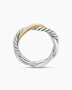 Petite Infinity Band Ring Sterling Silver with 14K Yellow Gold, 4mm