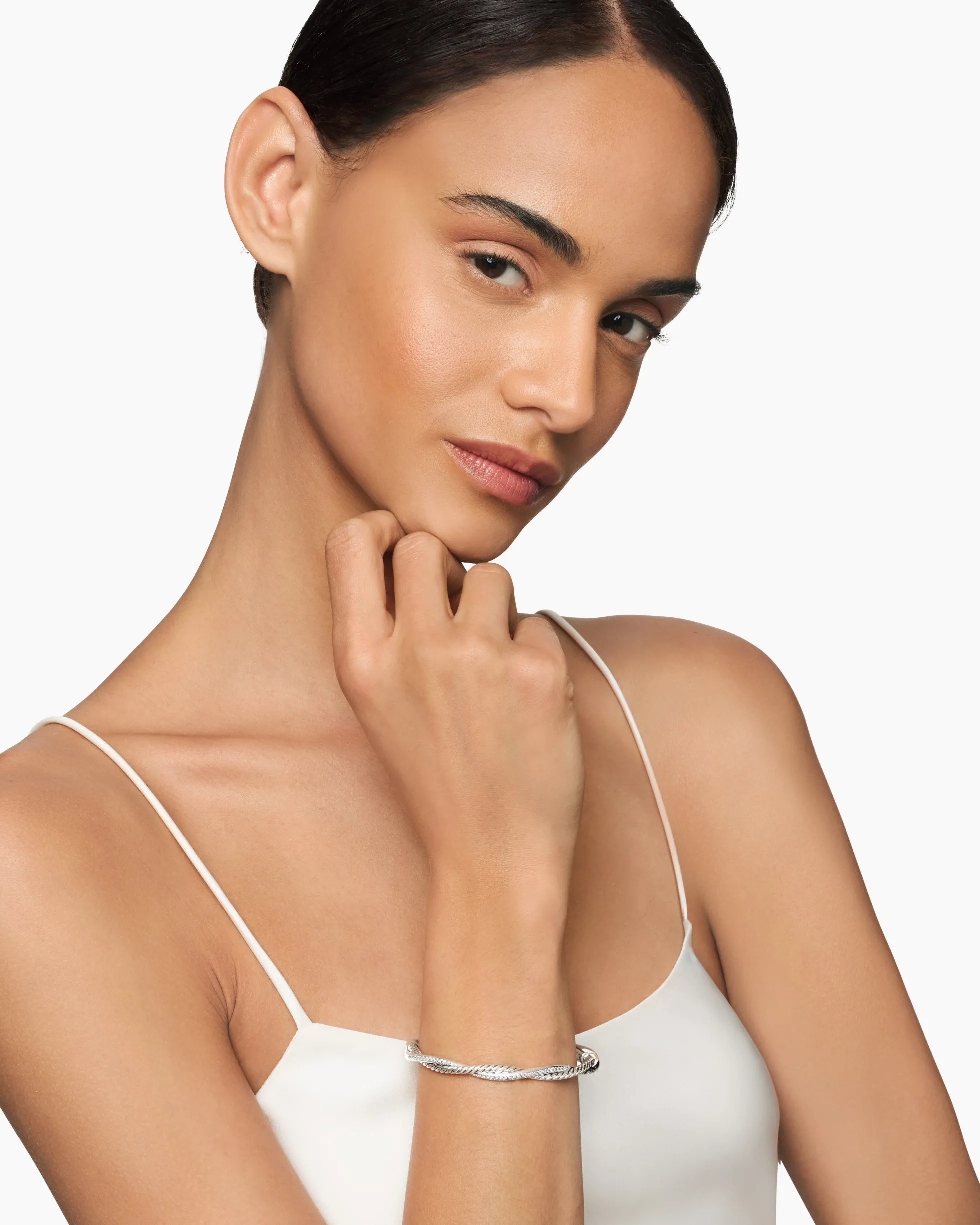 Petite Infinity Bracelet Sterling Silver with Diamonds, 4.4mm