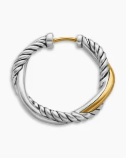 Petite Infinity Hoop Earrings Sterling Silver with 14K Yellow Gold, 17.3mm