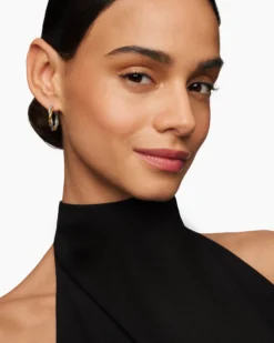 Petite Infinity Hoop Earrings Sterling Silver with 14K Yellow Gold, 17.3mm