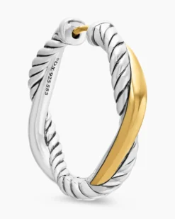 Petite Infinity Hoop Earrings Sterling Silver with 14K Yellow Gold, 17.3mm