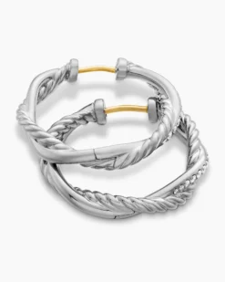 Petite Infinity Hoop Earrings Sterling Silver with Diamonds, 17.3mm