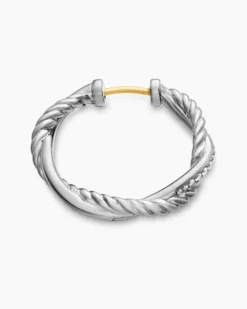 Petite Infinity Hoop Earrings Sterling Silver with Diamonds, 17.3mm