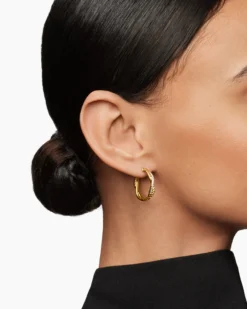 Petite Infinity Hoop Earrings 18K Yellow Gold with Diamonds, 17.3mm