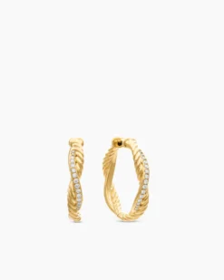 Petite Infinity Hoop Earrings 18K Yellow Gold with Diamonds, 17.3mm