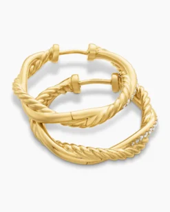 Petite Infinity Hoop Earrings 18K Yellow Gold with Diamonds, 17.3mm