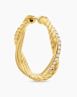 Petite Infinity Hoop Earrings 18K Yellow Gold with Diamonds, 17.3mm