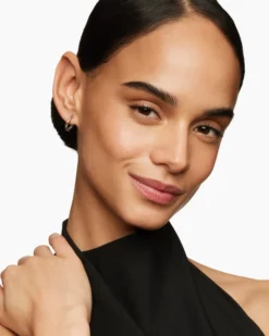 Petite Infinity Huggie Hoop Earrings Sterling Silver with 14K Yellow Gold, 3mm