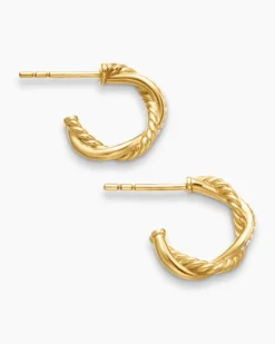 Petite Infinity Huggie Hoop Earrings 18K Yellow Gold with Diamonds, 3mm
